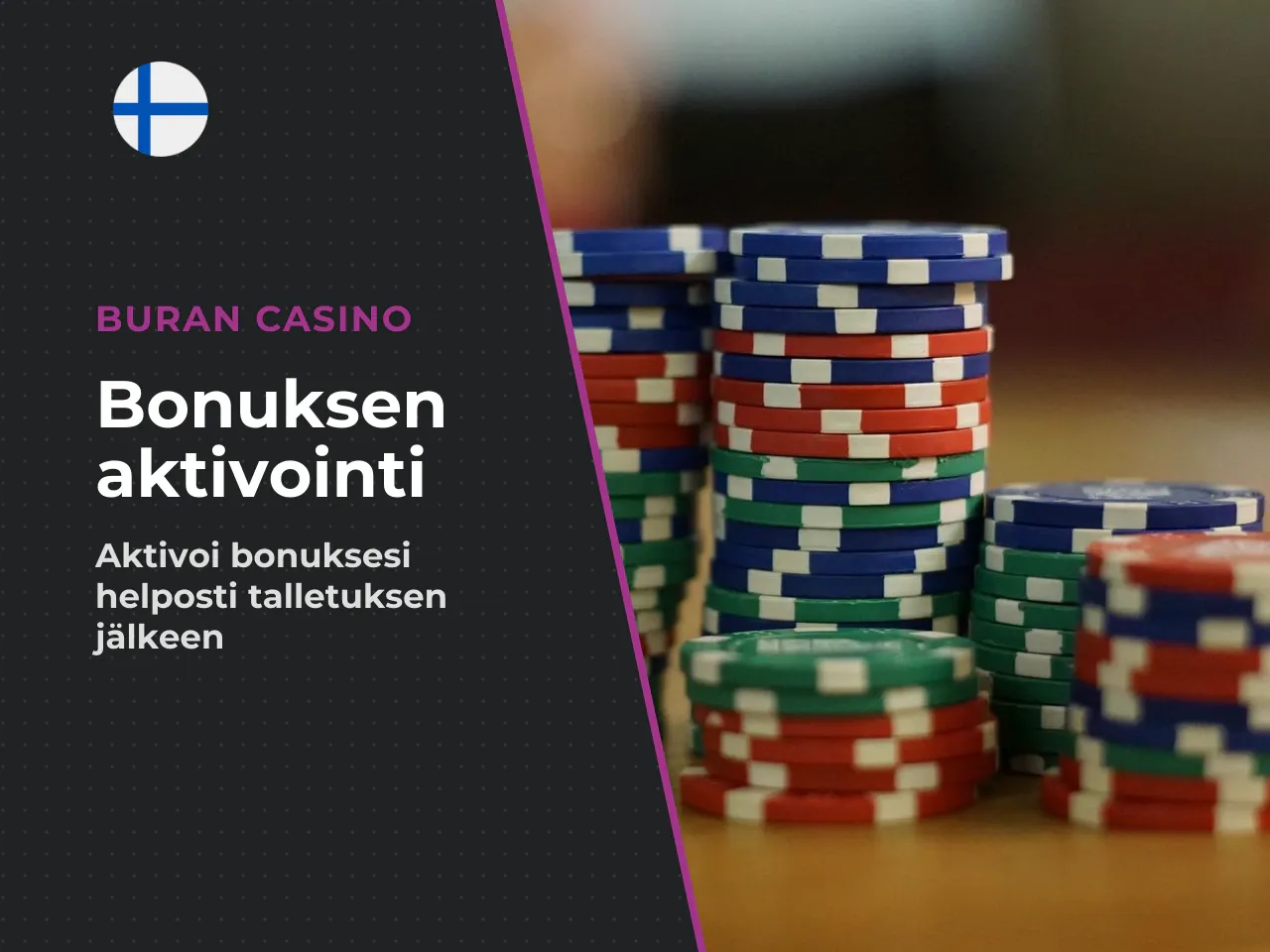 Bonuksen aktivointi talletuksen jälkeen. Bonuksen aktivointi